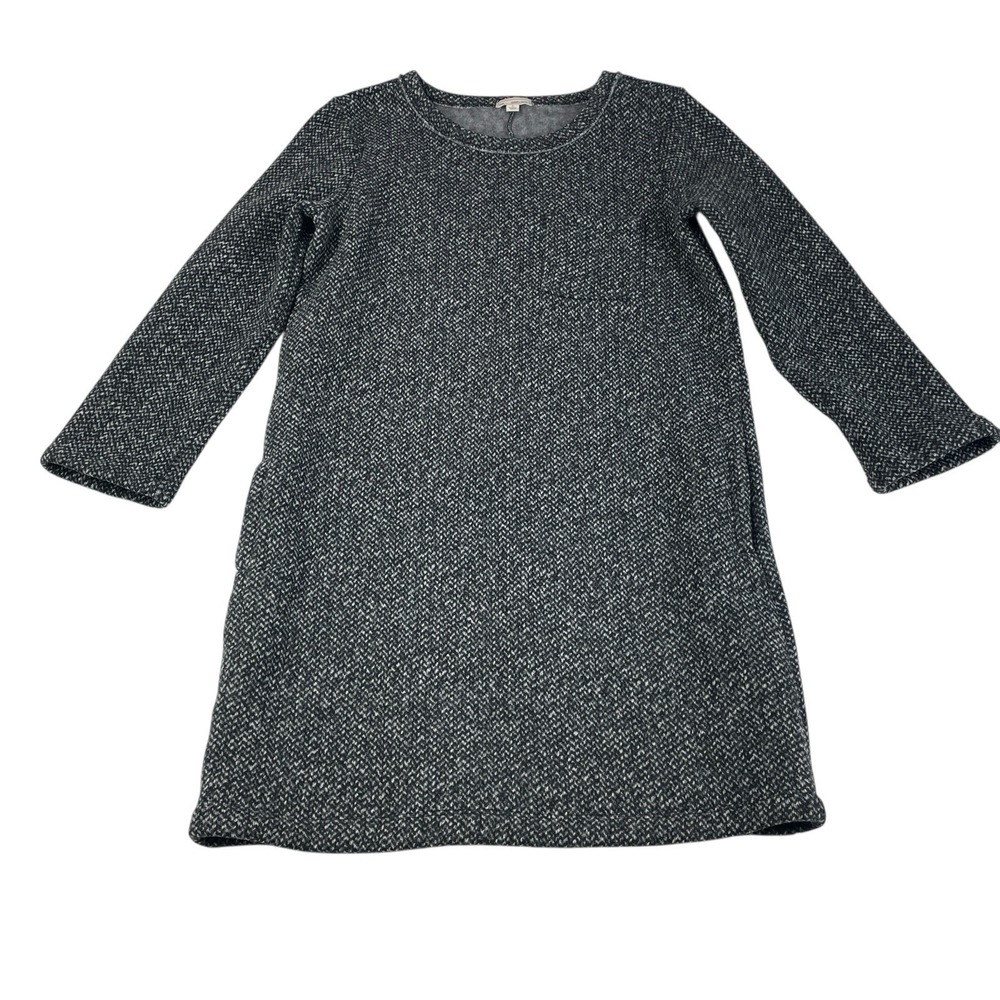 Gap Designed & Crafted Herringbone Knit‎ Gray/Black Sweater Dress S With Pocket